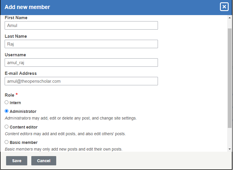Adding Members OpenScholar Documentation