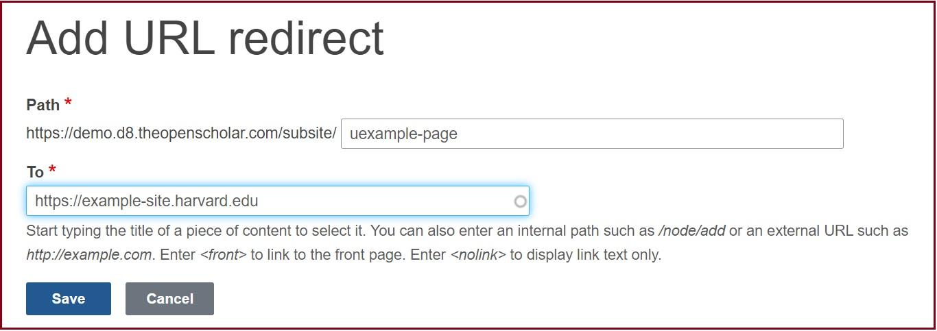 Add URL Redirect
