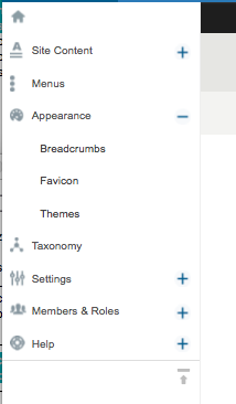 breadcrumbs in control panel