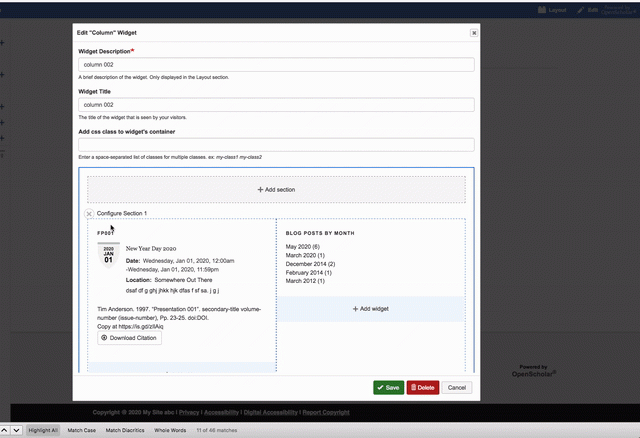 Columns Widgets | OpenScholar Documentation