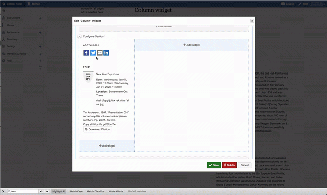 column moving widget by dragging