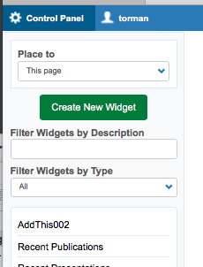 create new widget button