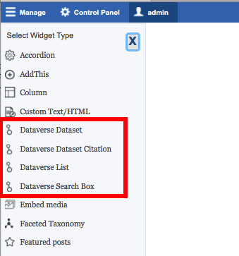 Dataverse widget set