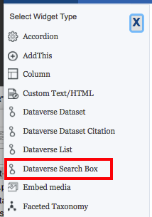 dataverse search box from list