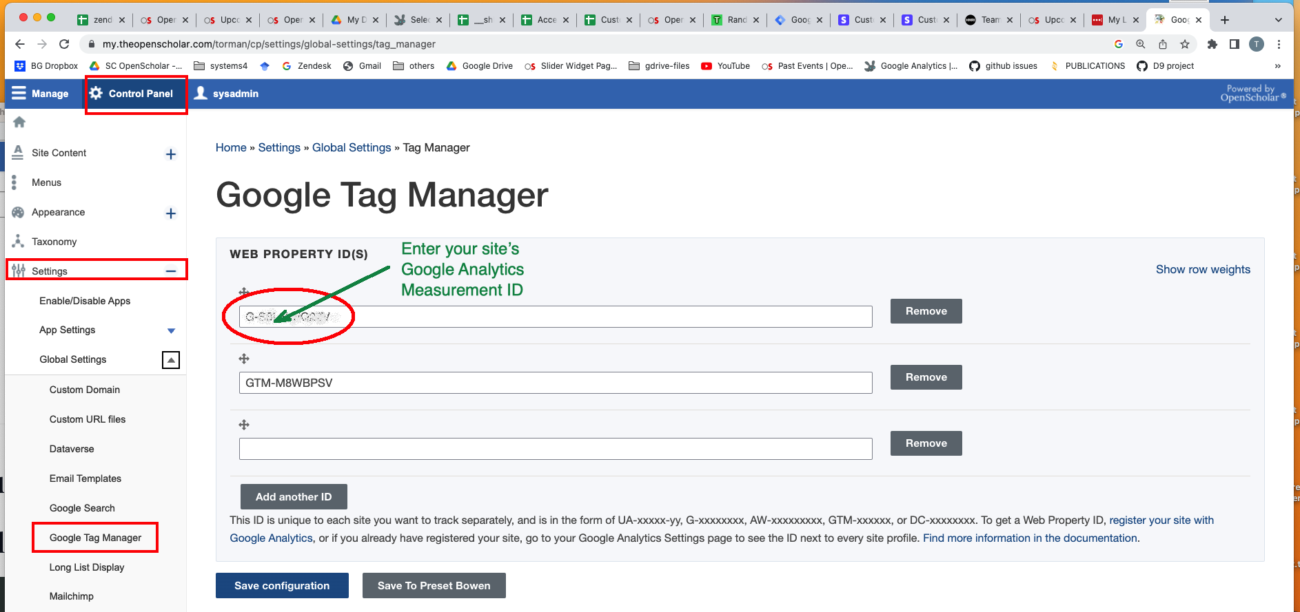 Google Analytics Measurement ID setting