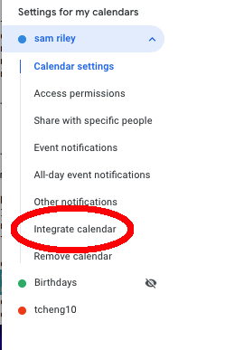Google Calendar - integrate calendar