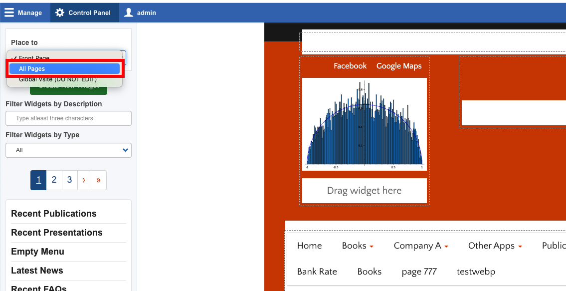 Layout Place-to dropdown