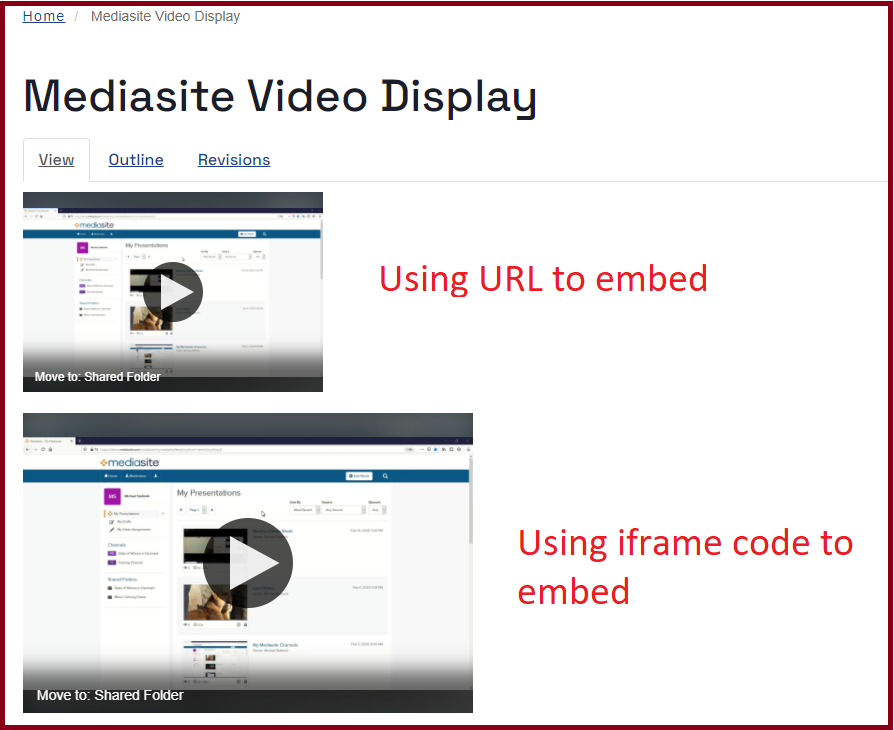 Mediasite Video Display