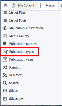 Publications by Type from type list