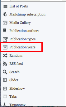 Publications by Year from type list