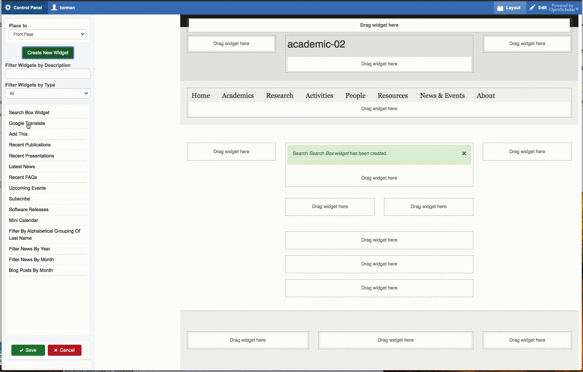 Search box move to layout