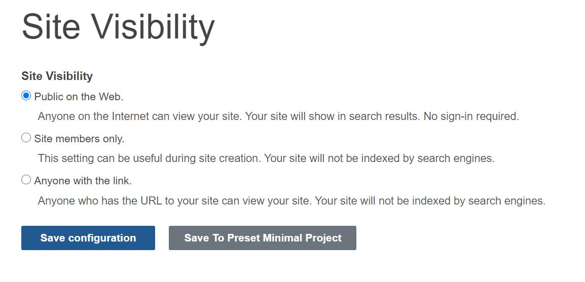 Site Visibility Options