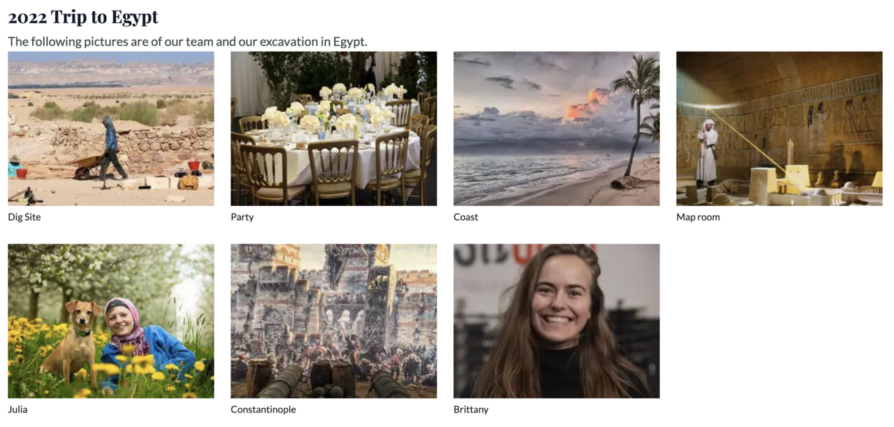 Example image gallery in grid mode