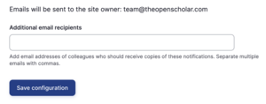Funding Match settings form additional email recipients field