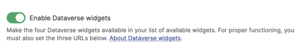 Checkbox to enable Dataverse widgets