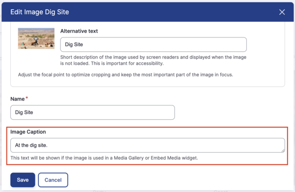 Adding image caption
